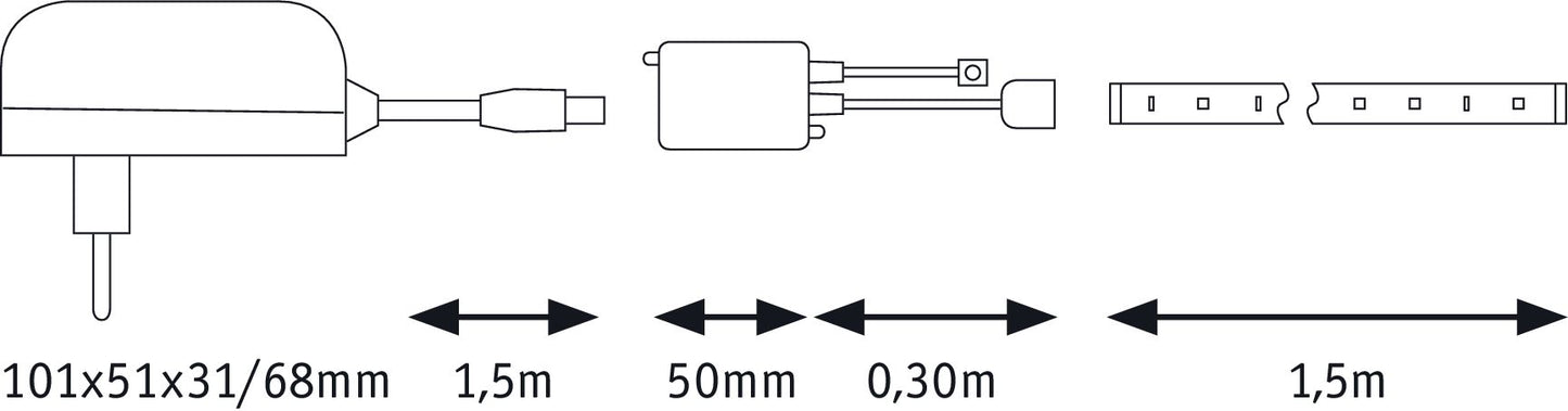 Paulmann SimpLED Strip Komplett-Set 1,5m 12W RGB beschichtet