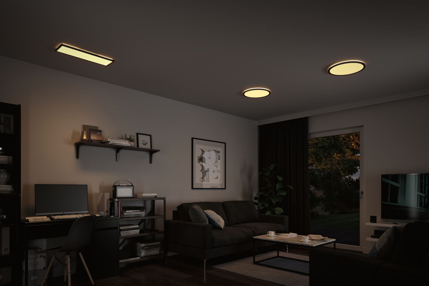 Paulmann LED Panel Atria Shine 3-Step-Dim eckig 420x420mm 2700lm 3000K Schwarz
