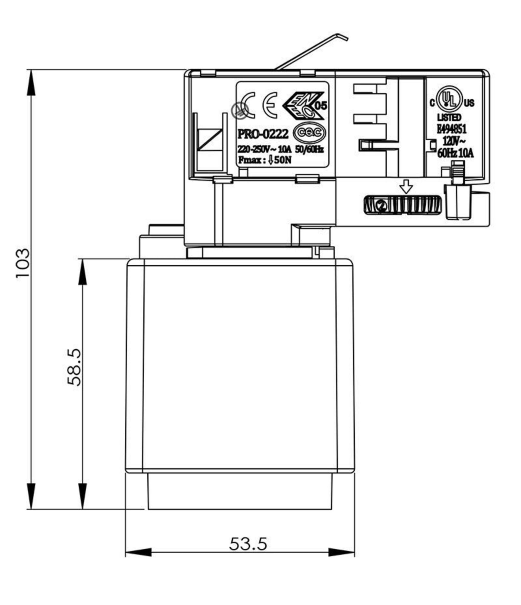 Deko-Light D Line Steckdosenadapter, Hellgrau
