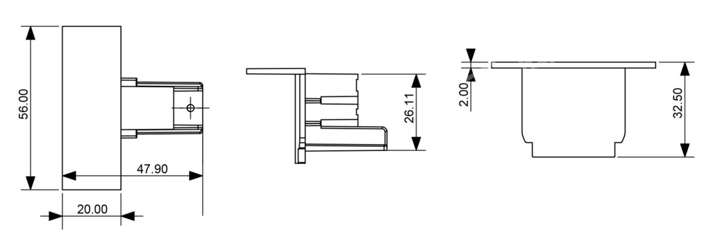 Deko-Light D Line DALI Einbau-Abdeckblende T-Verbinder, schwarz