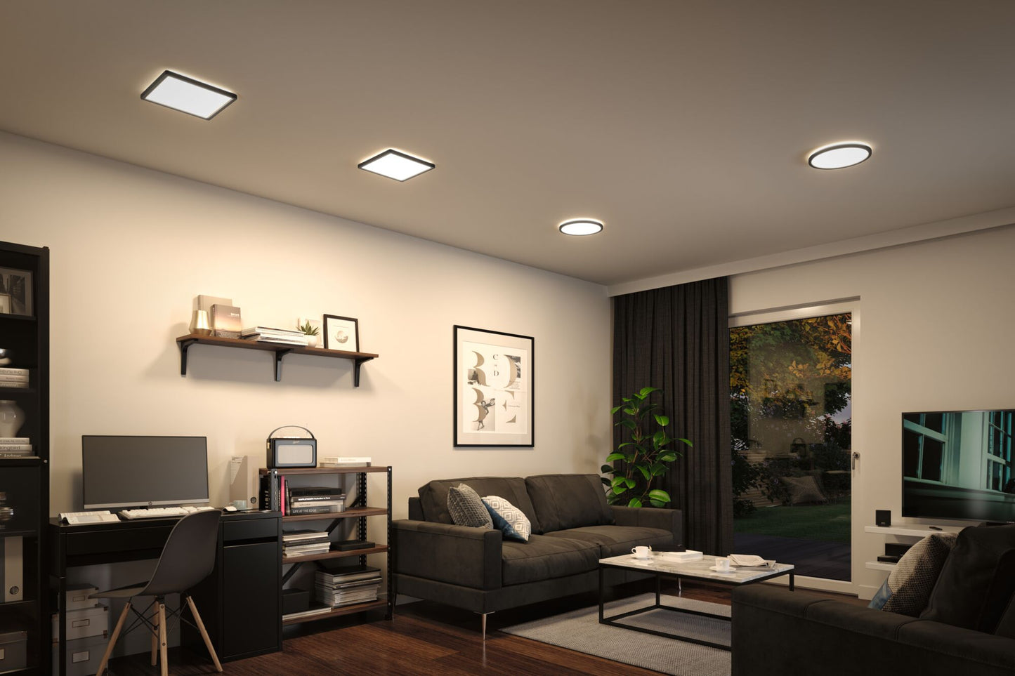 Paulmann LED Panel Atria Shine rund 293mm 1600lm 4000K Schwarz