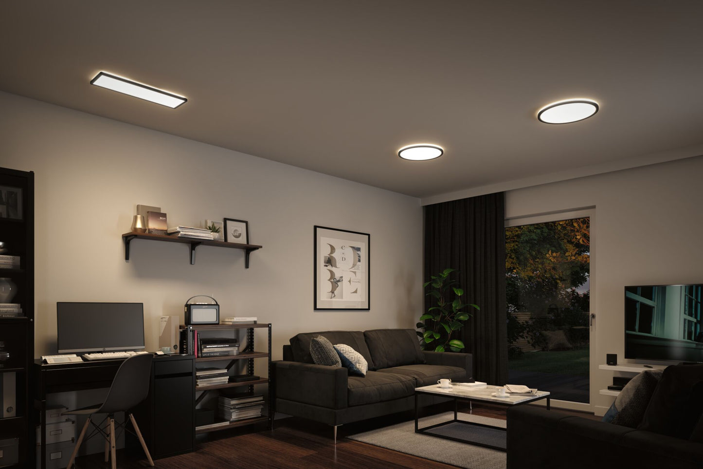 Paulmann LED Panel Atria Shine 3-Step-Dim rund 420mm 2300lm 4000K Schwarz