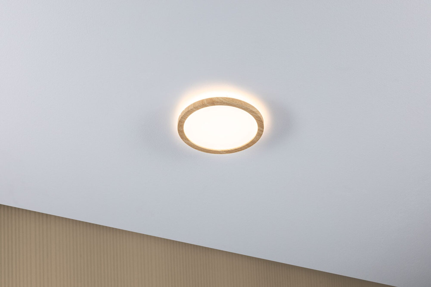 Paulmann LED Panel Atria Shine  Backlight IP44 rund 190mm 3000K Holzoptik