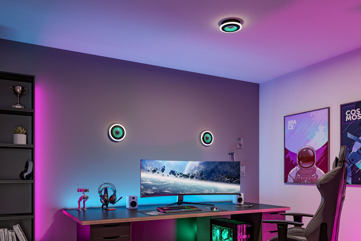 Paulmann LED Deckenleuchte Spaceglow RGB+ 1200lm 230V 14W dimmbar Schwarz matt