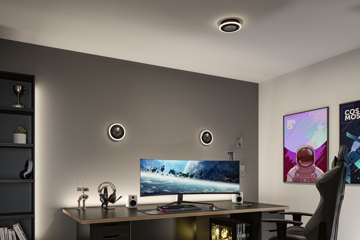 Paulmann LED Deckenleuchte Spaceglow RGB+ 1200lm 230V 14W dimmbar Schwarz matt