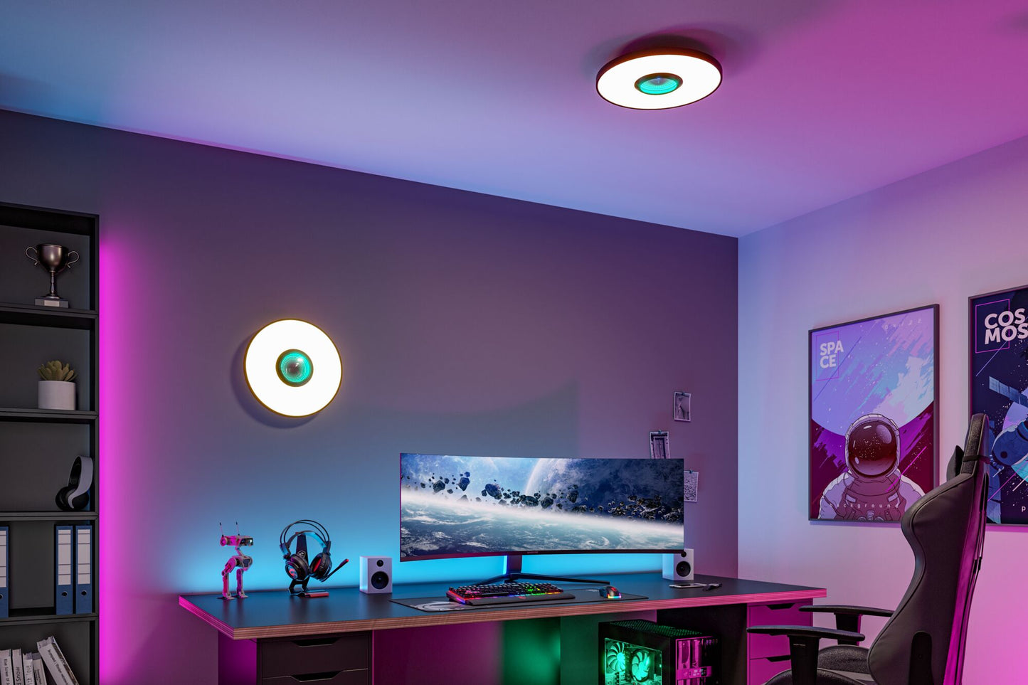 Paulmann LED Deckenleuchte Spaceglow RGB+ 1400lm 230V 21W dimmbar Schwarz matt