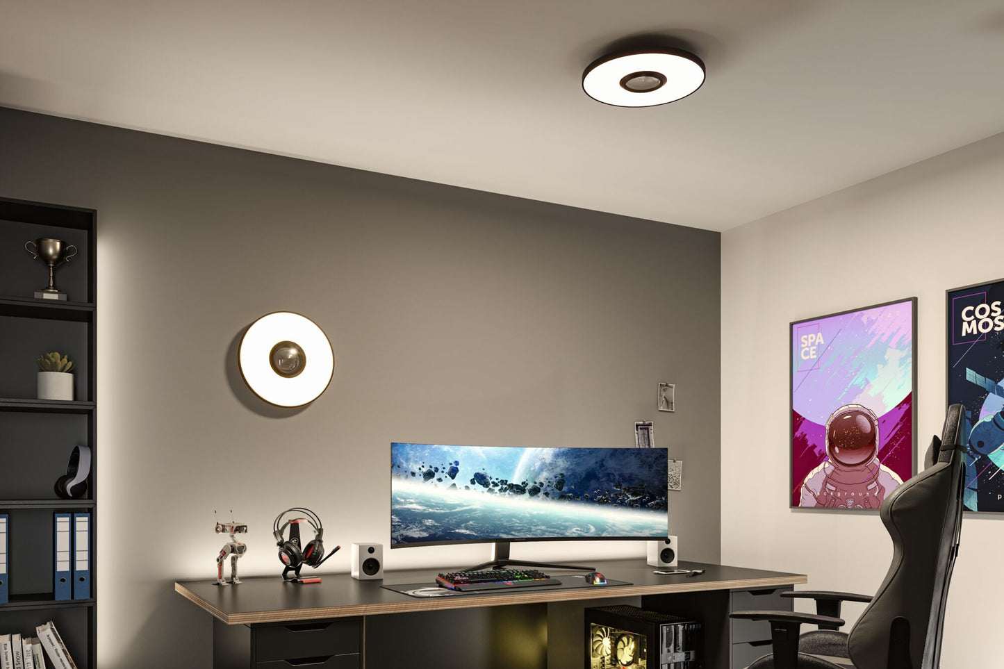 Paulmann LED Deckenleuchte Spaceglow RGB+ 1400lm 230V 21W dimmbar Schwarz matt