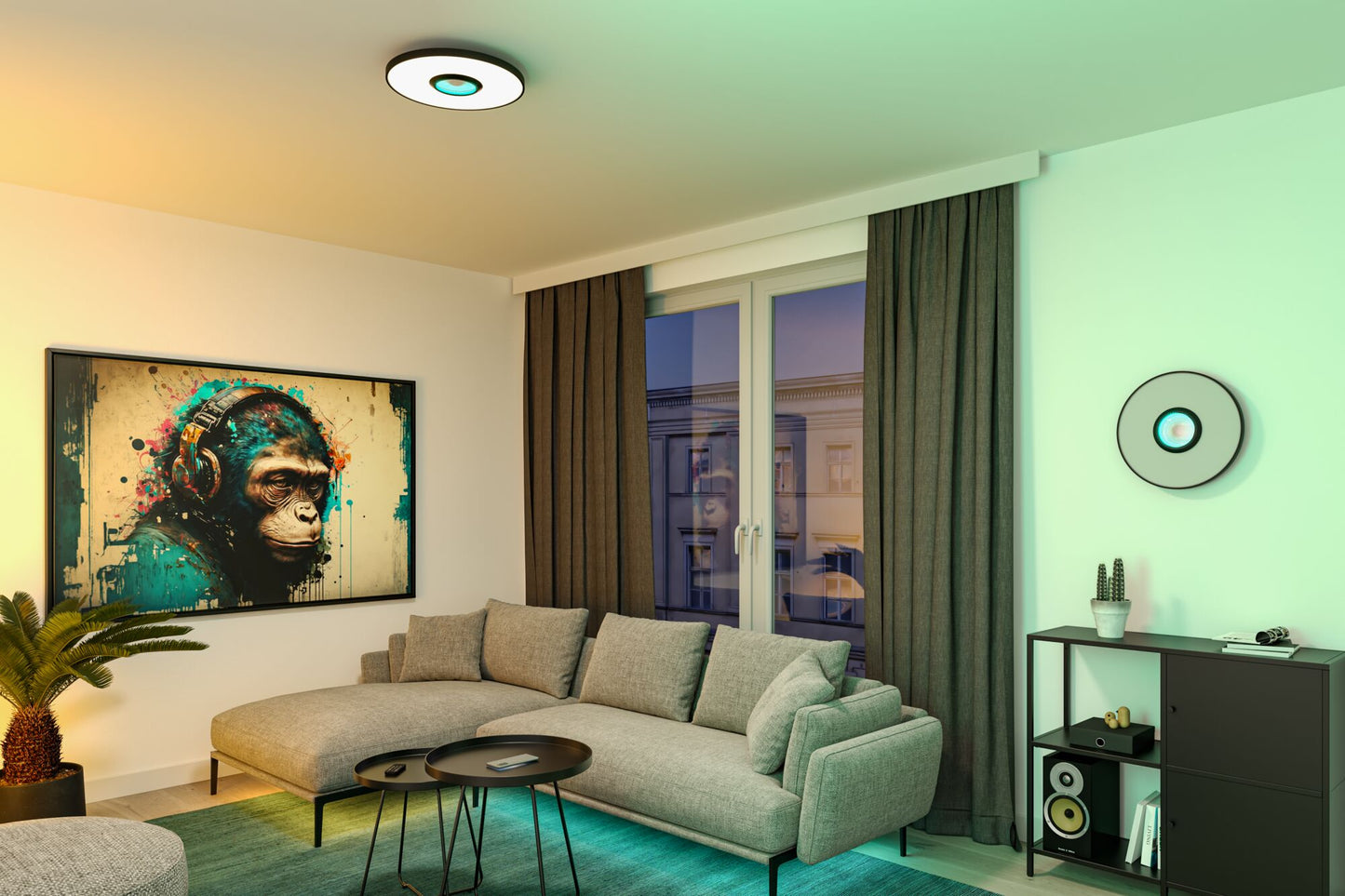 Paulmann LED Deckenleuchte Spaceglow RGB+ 1400lm 230V 21W dimmbar Schwarz matt