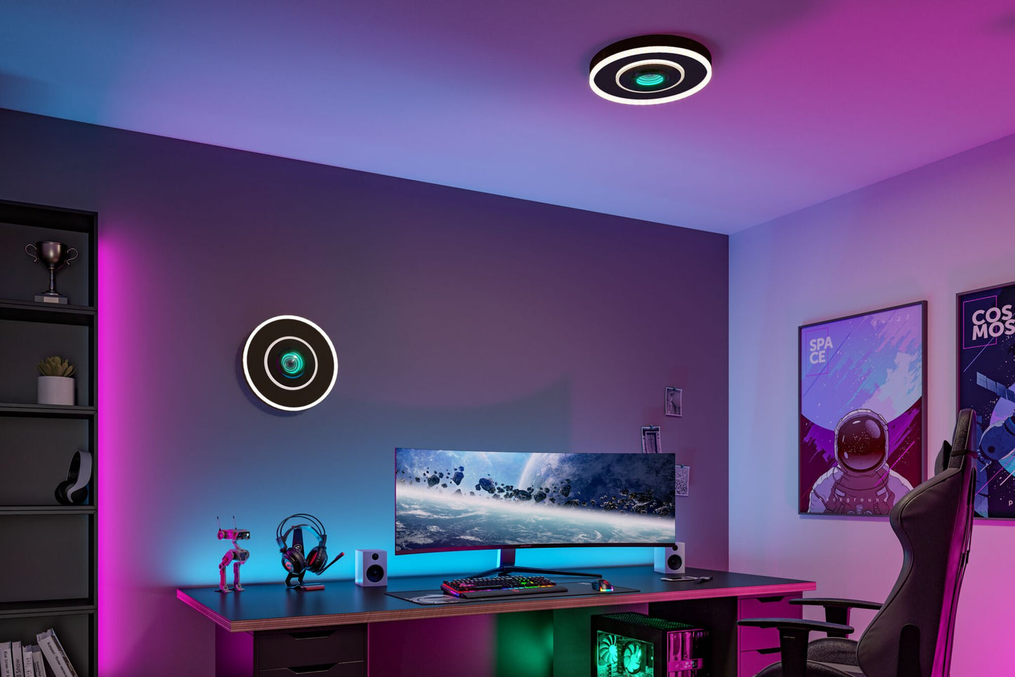 Paulmann LED Deckenleuchte Spaceglow RGB+ 320lm / 800lm 230V 22W dimmbar Schwarz matt