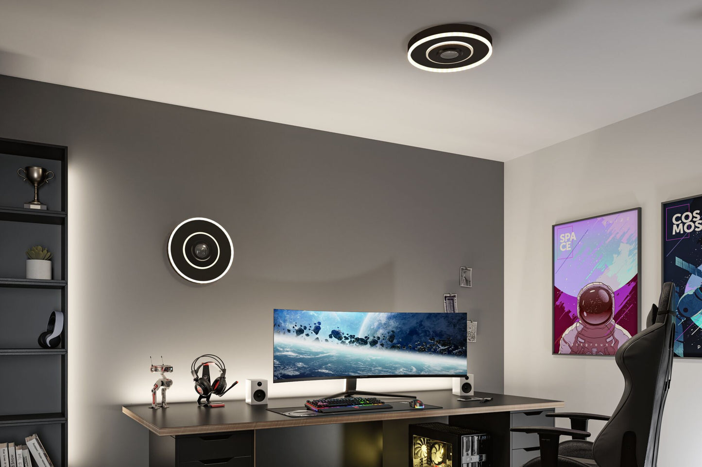 Paulmann LED Deckenleuchte Spaceglow RGB+ 320lm / 800lm 230V 22W dimmbar Schwarz matt