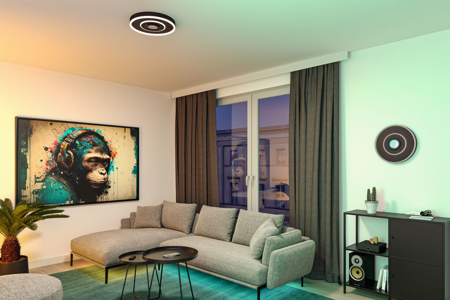 Paulmann LED Deckenleuchte Spaceglow RGB+ 320lm / 800lm 230V 22W dimmbar Schwarz matt