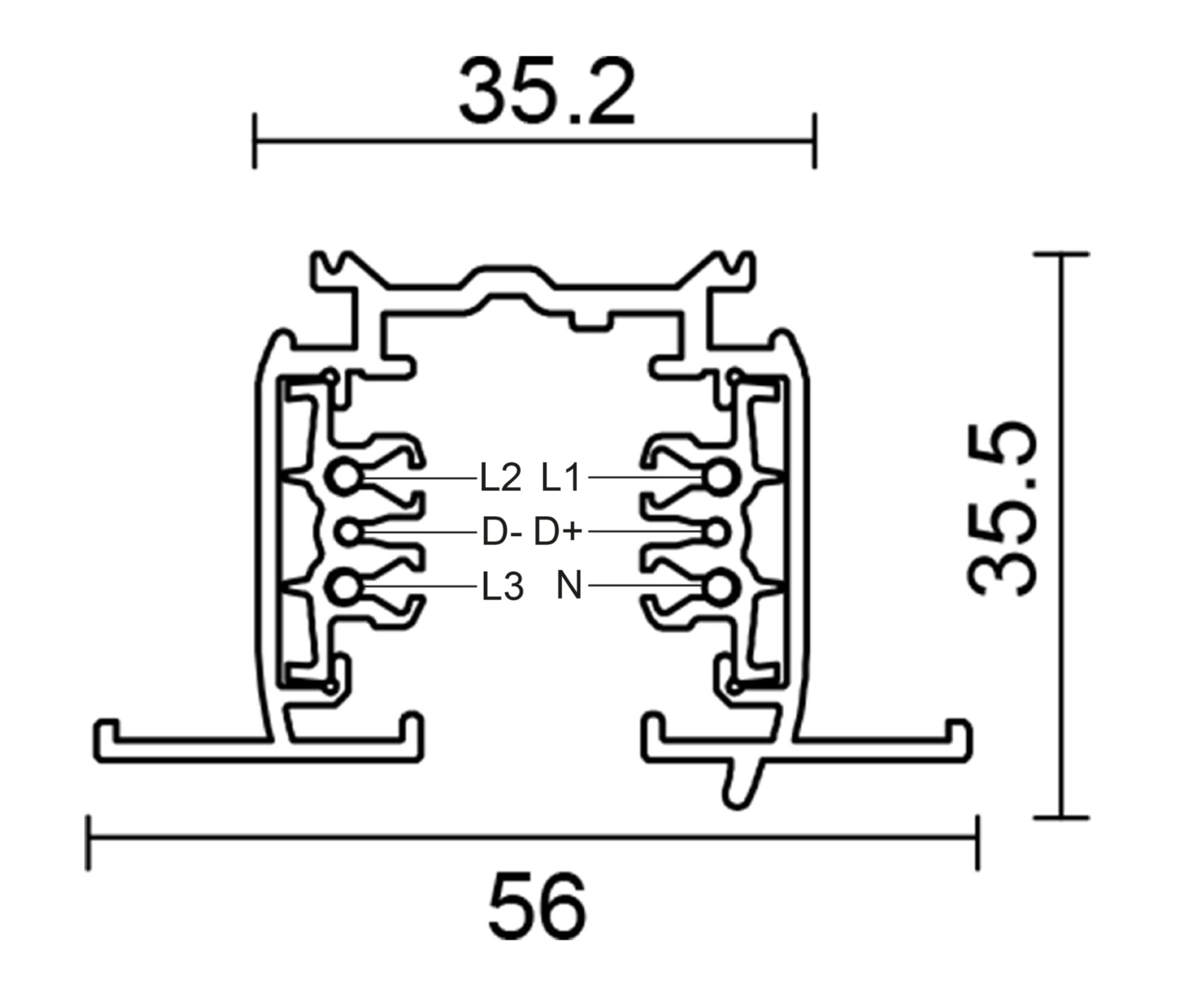 Deko-Light D Line DALI Einbaustromschiene mit Flügel 1m, weiß