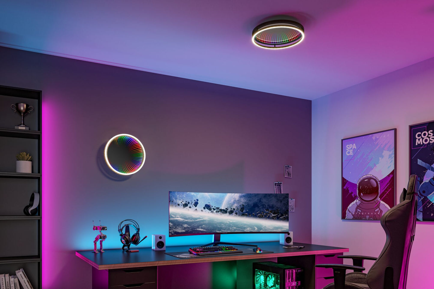Paulmann LED Deckenleuchte Spaceglow RGB+ 2000lm 230V 34,5W dimmbar Schwarz matt