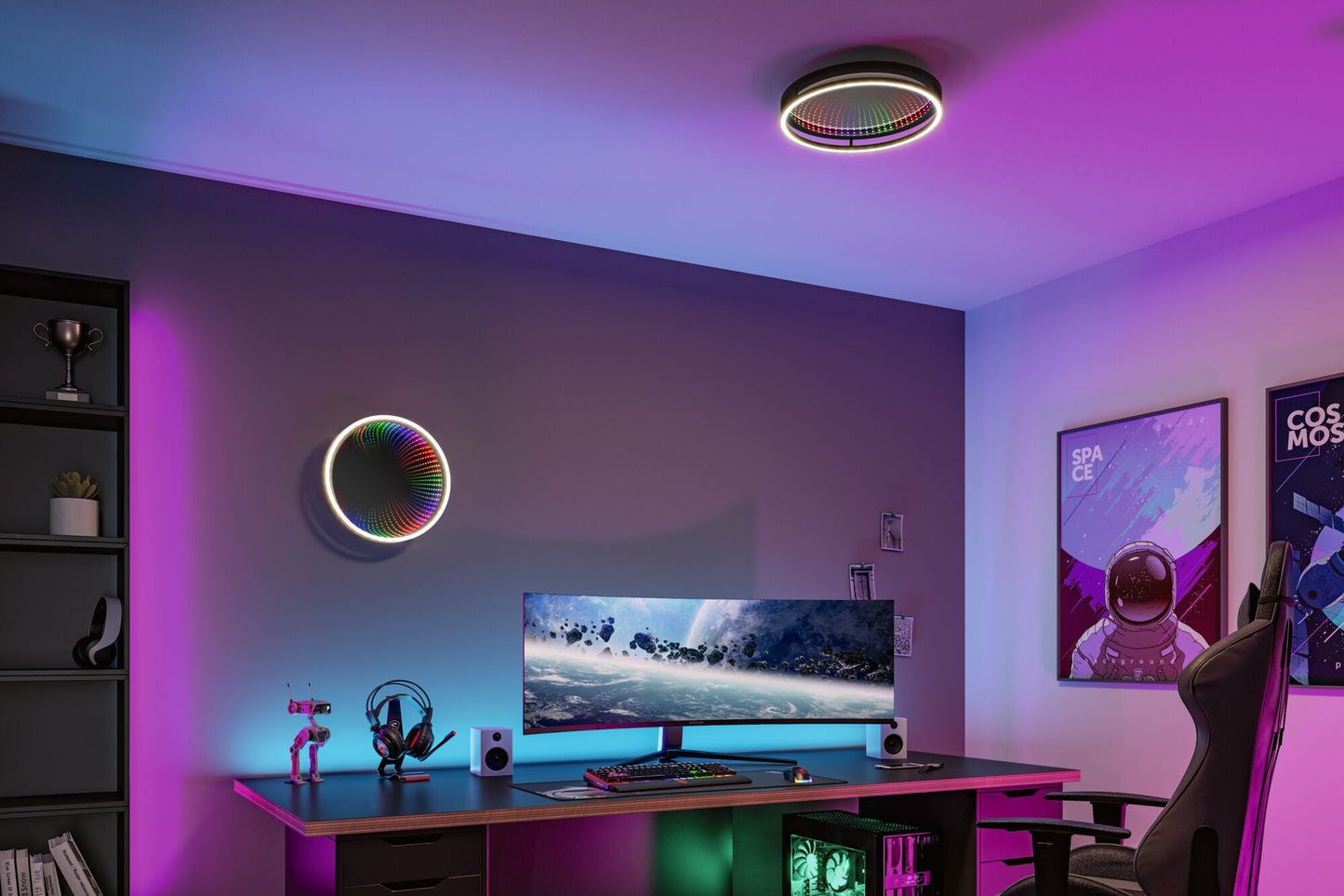 Paulmann LED Deckenleuchte Spaceglow RGB+ 2000lm 230V 34,5W dimmbar Schwarz matt