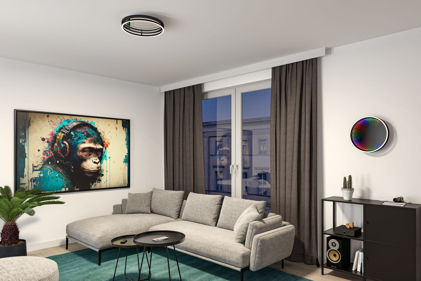 Paulmann LED Deckenleuchte Spaceglow RGB+ 2000lm 230V 34,5W dimmbar Schwarz matt