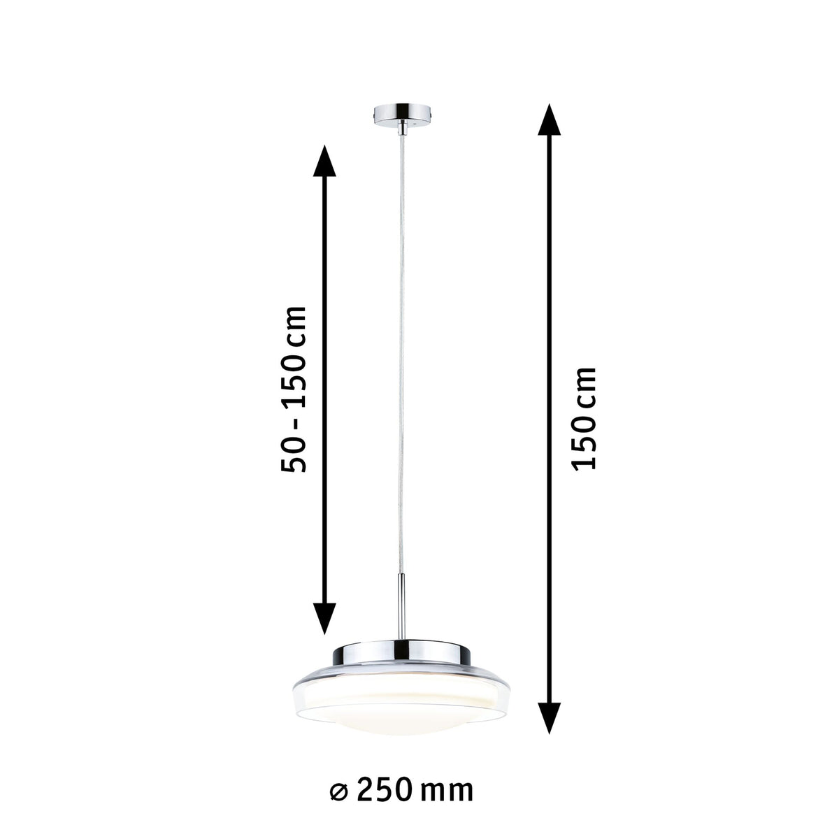 Paulmann Selection Bathroom LED Pendelleuchte Luena IP44  3000K 600lm 11,5W Glas#Chrom