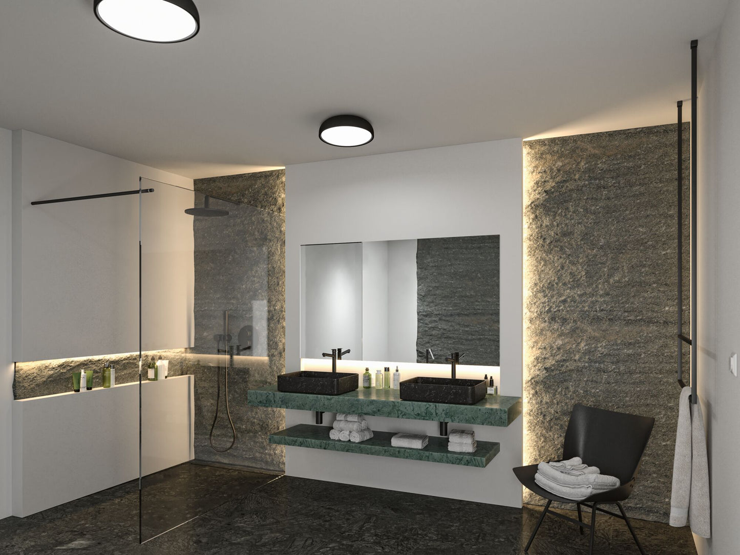Paulmann Selection Bathroom LED Deckenleuchte Oka IP44  White Switch 950lm 230V 24W  Schwarz matt