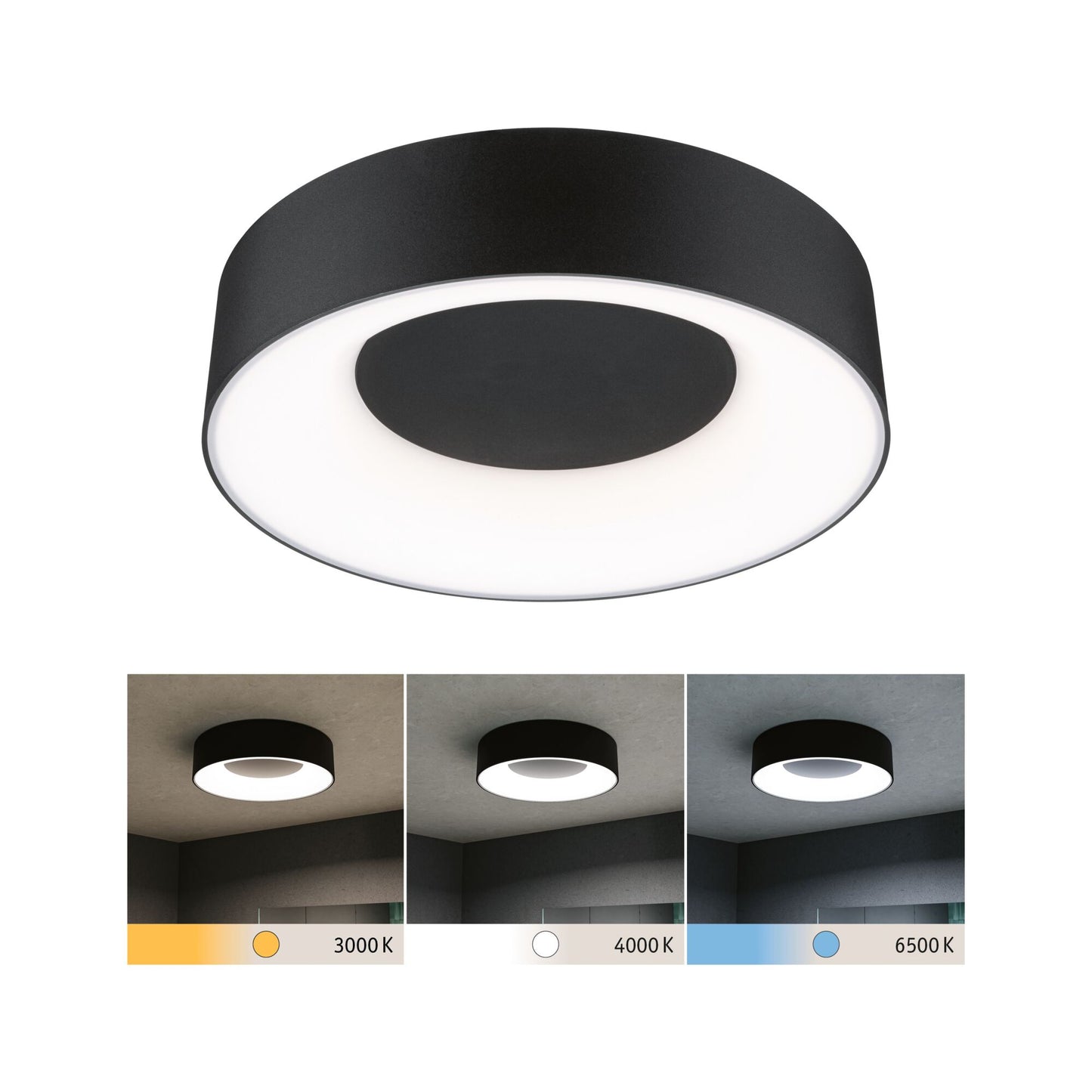 Paulmann LED Deckenleuchte Casca IP44  White Switch 1500lm 230V 16W  Schwarz matt