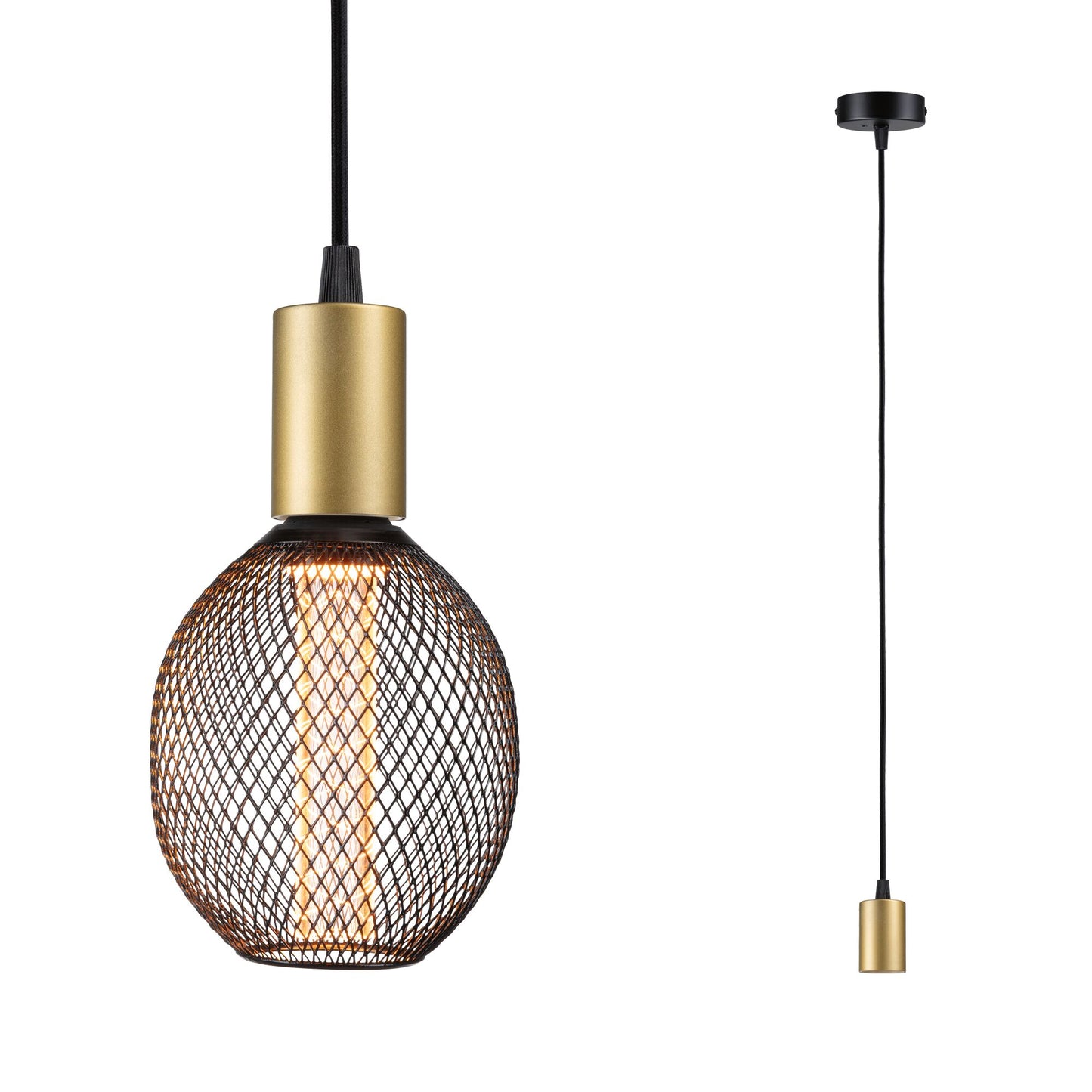 Paulmann Pendelleuchte Ravi IP44 E27   max. 60W Schwarz matt#Gold dimmbar