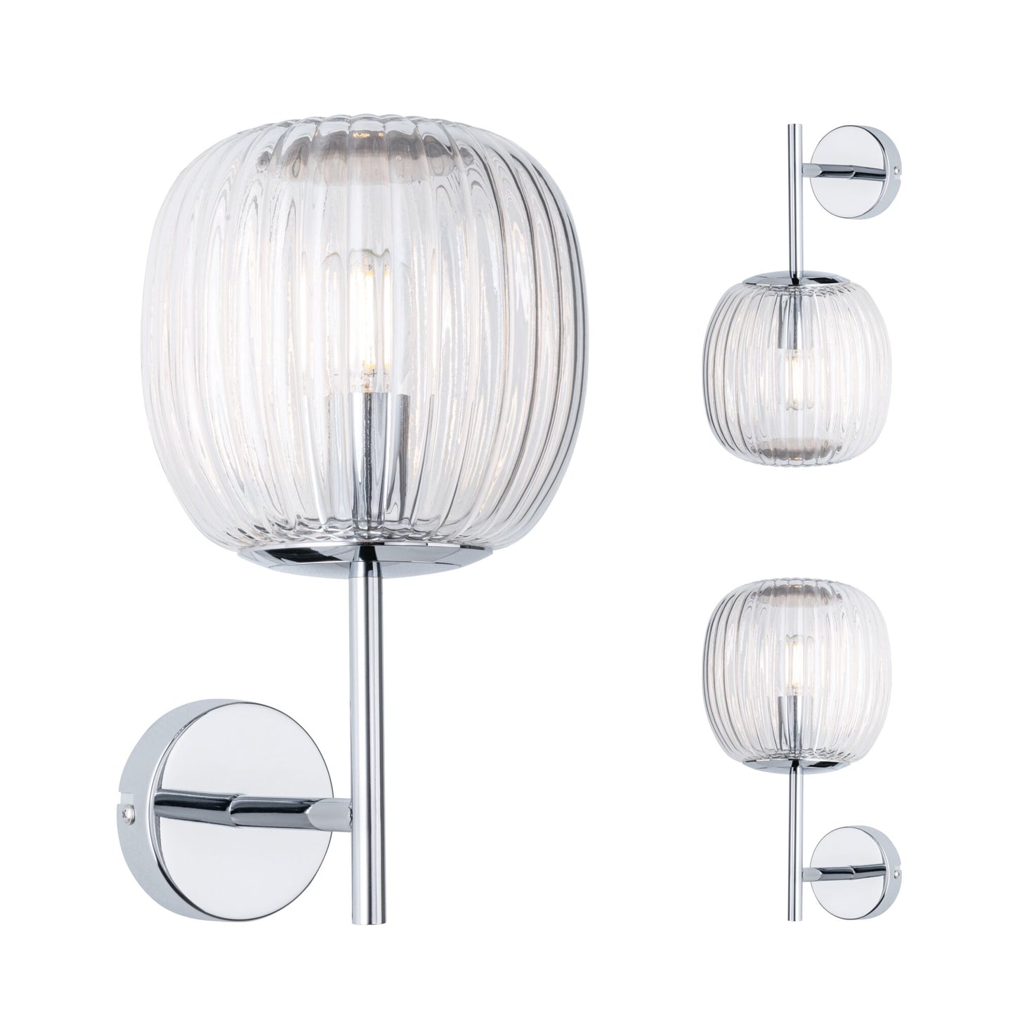 Paulmann Selection Bathroom Wandleuchte Ruya IP44 E14   230V max. 20W dimmbar Glas#Chrom