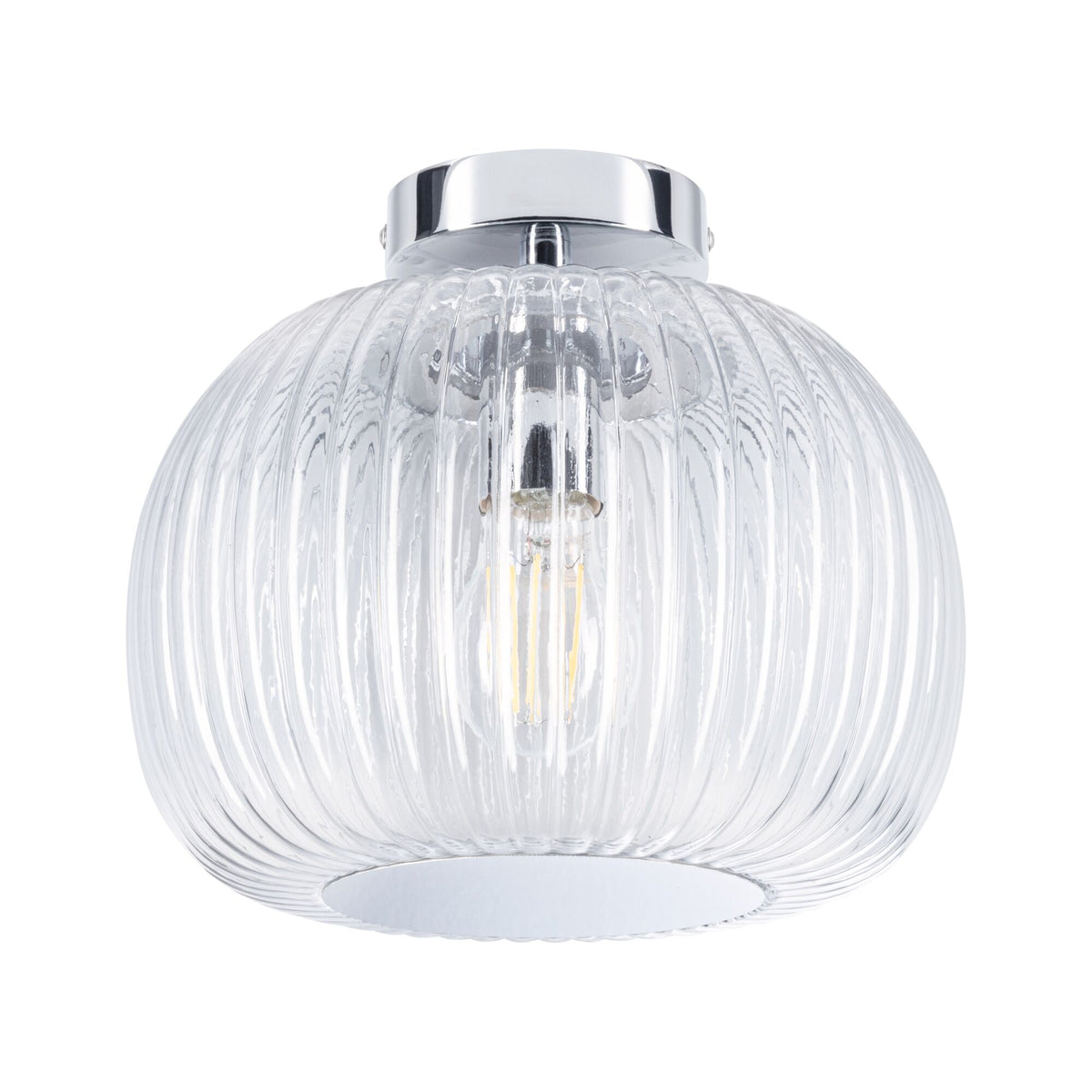 Paulmann LED Deckenleuchte Ruya IP44 E27   230V max. 60W dimmbar Glas#Chrom