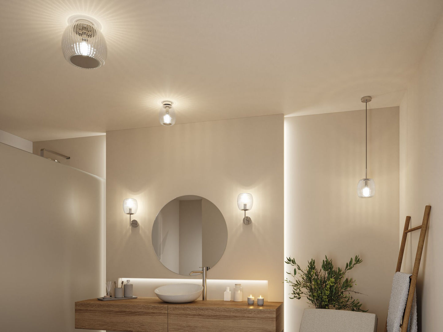 Paulmann LED Deckenleuchte Ruya IP44 E27   230V max. 60W dimmbar Glas#Chrom