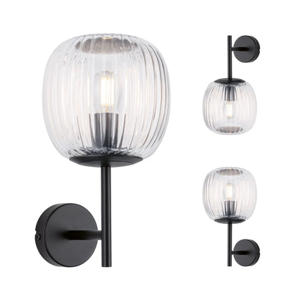 Paulmann Selection Bathroom Wandleuchte Ruya IP44 E14   230V max. 20W dimmbar Glas#Schwarz matt