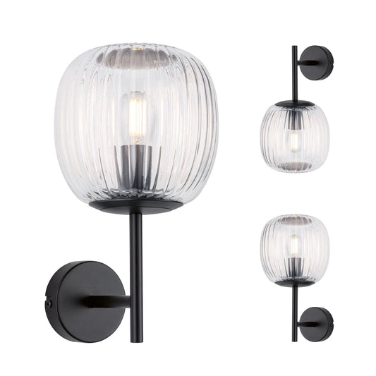 Paulmann Selection Bathroom Wandleuchte Ruya IP44 E14   230V max. 20W dimmbar Glas#Schwarz matt