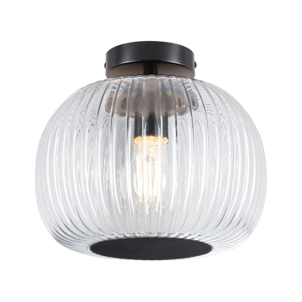 Paulmann LED Deckenleuchte Ruya IP44 E27   230V max. 60W dimmbar Glas#Schwarz matt