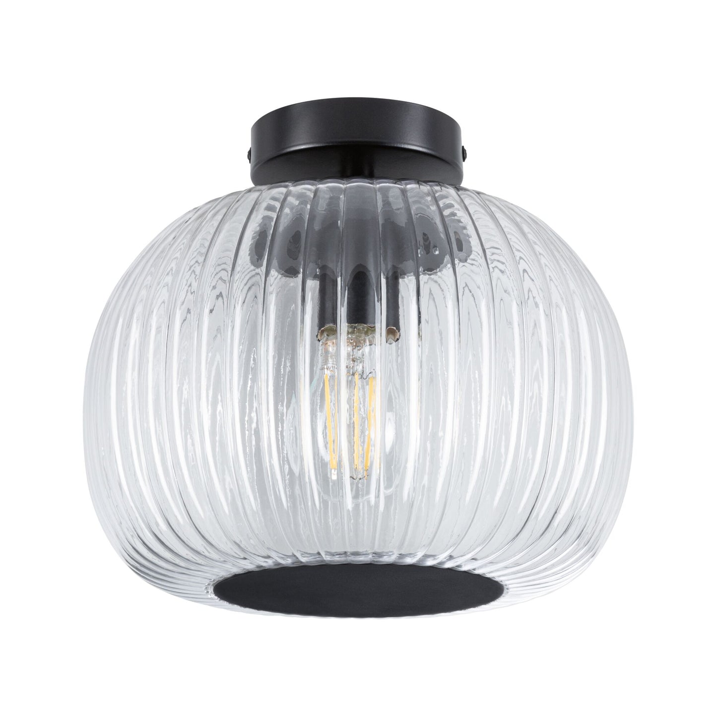 Paulmann LED Deckenleuchte Ruya IP44 E27   230V max. 60W dimmbar Glas#Schwarz matt
