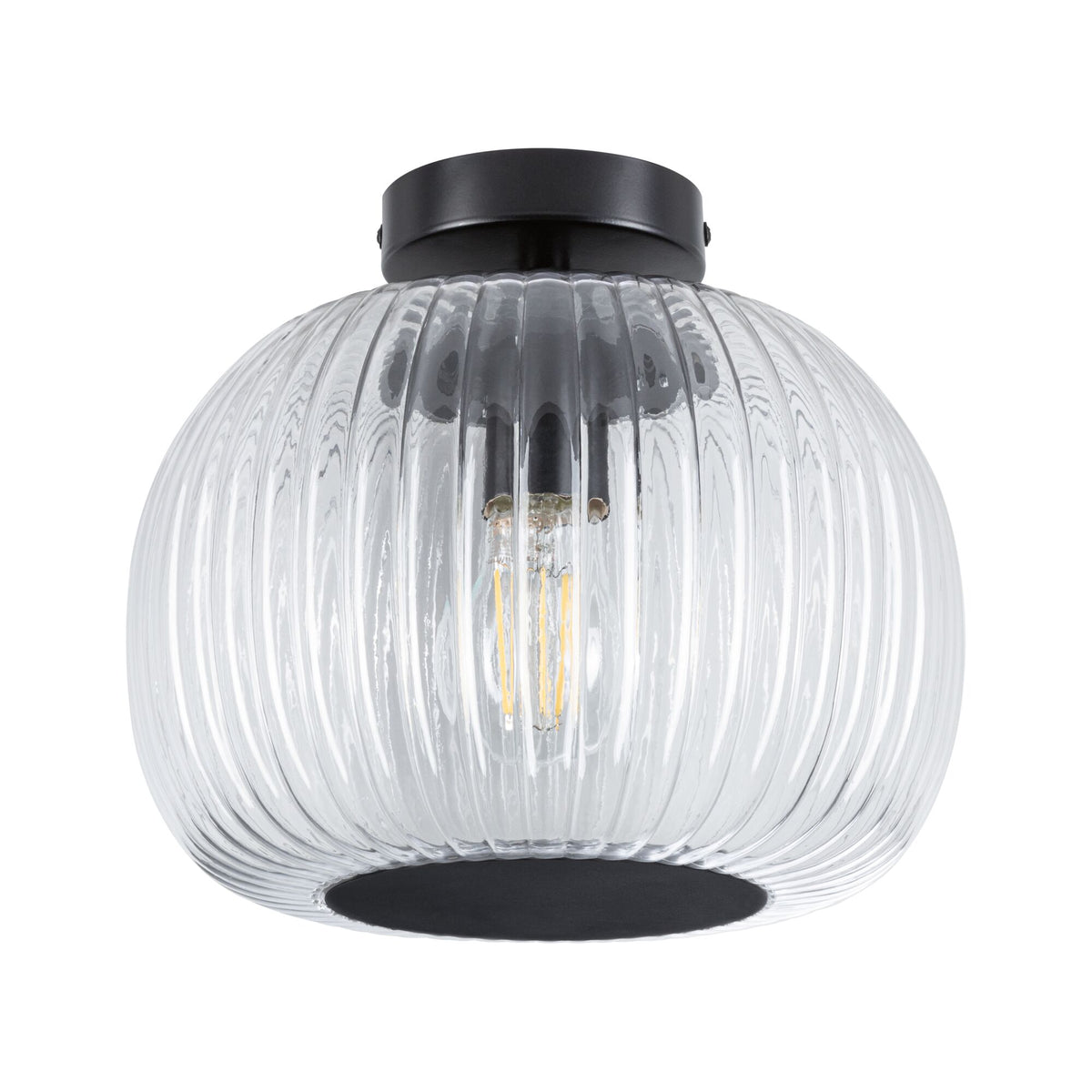 Paulmann LED Deckenleuchte Ruya IP44 E27   230V max. 60W dimmbar Glas#Schwarz matt
