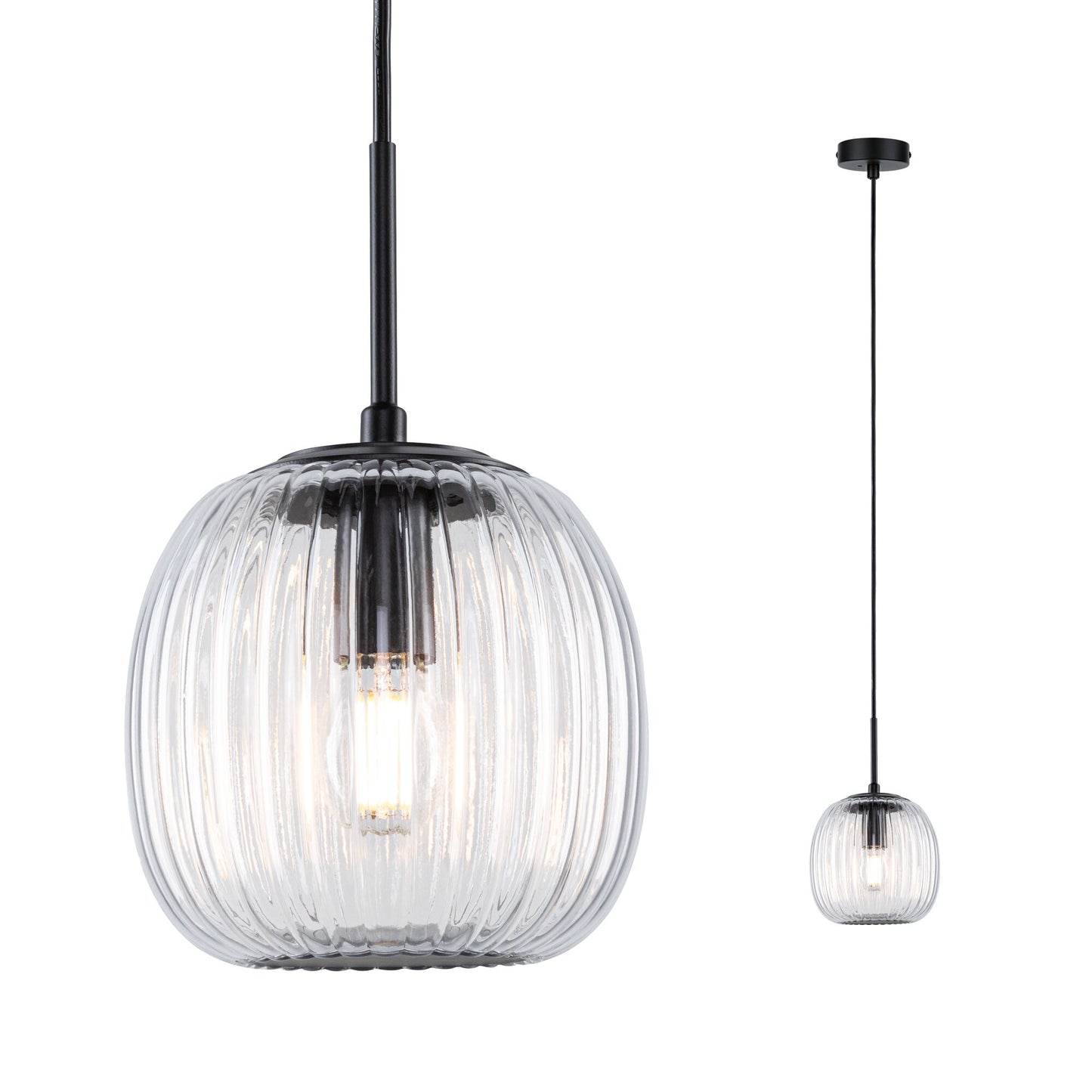 Paulmann LED Pendelleuchte Ruya E14 max. 20W Glas#Schwarz matt