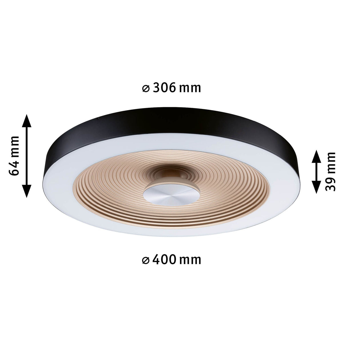 Paulmann LED Deckenleuchte Volea IP44  3000K 500lm / 2400lm 230V 4W / 18,5W dimmbar Schwarz#Gold