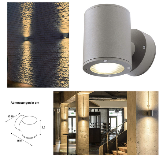 SLV SITRA WALL UP-DOWN Wand- leuchte, steingrau, 2xGX53, max. 2x9W, IP44