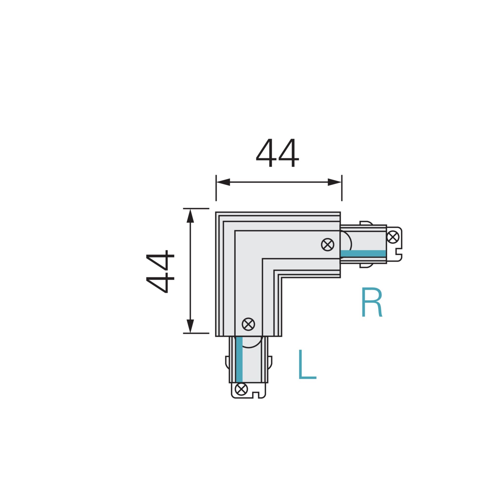 Deko-Light D One 90°-Verbinder, links, weiß