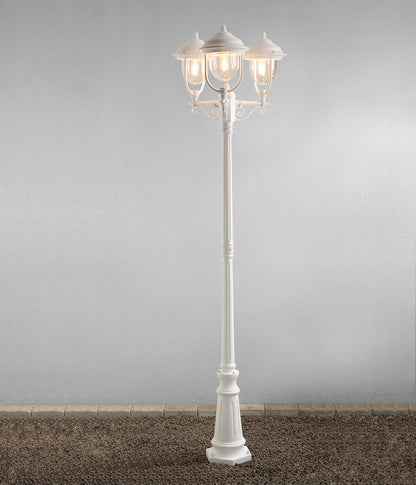Konstsmide Stehleuchte 3flg. Parma matt wei?, klares Acrylglas