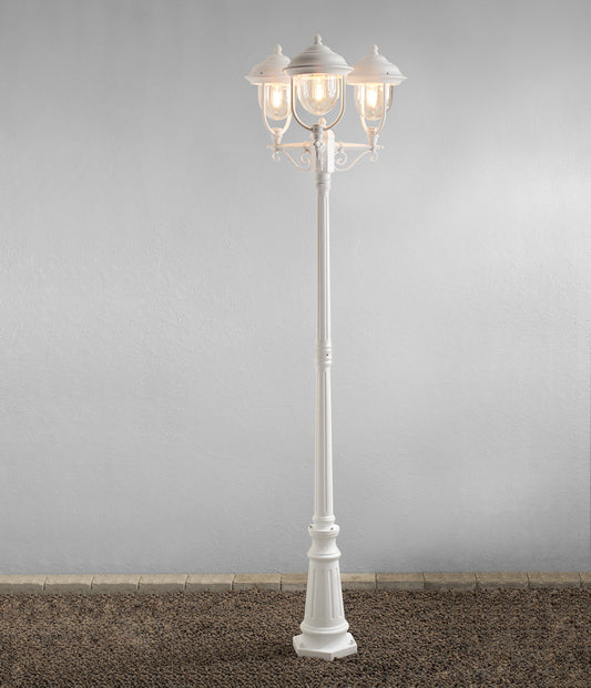 Konstsmide Stehleuchte 3flg. Parma matt wei?, klares Acrylglas