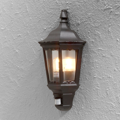 Konstsmide Wandleuchte Firenze, matt schwarz, klares Glas, mit Beweg.