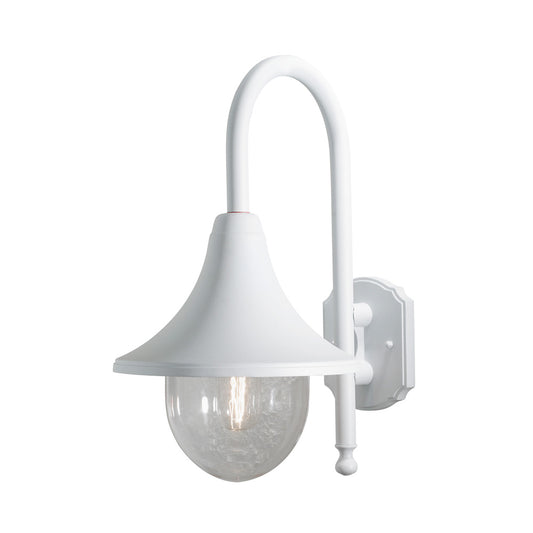 Konstsmide Wandleuchte Bari, weiss matt, klares Polycarbonatglas