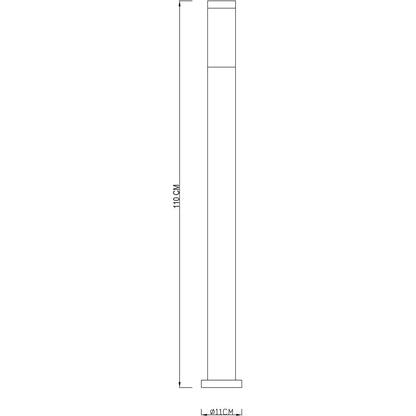 Stehleuchte Nova silberfarben Edelstahl 110cm E27 Outdoor Gartenleuchte