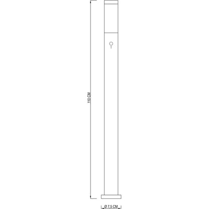 Stehleuchte Nova mit Bewegungsmelder silberfarben Edelstahl 110cm E27 Outdoor Gartenleuchte