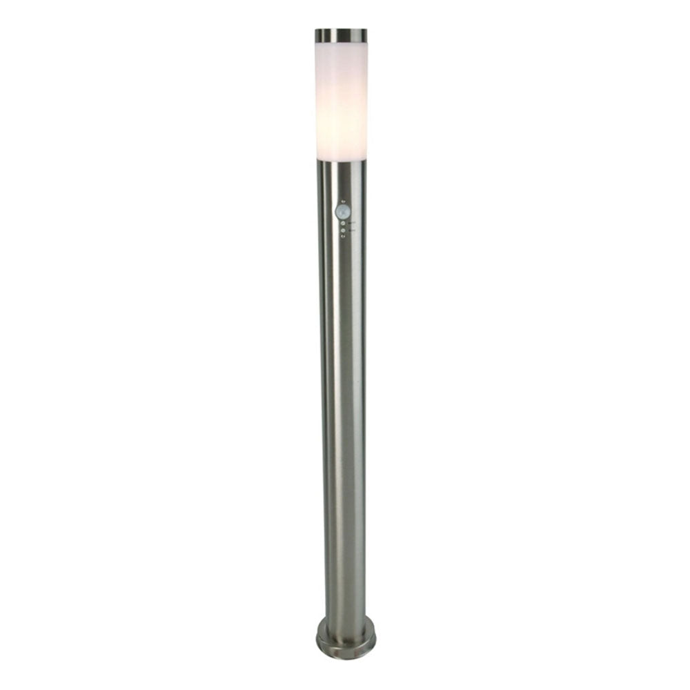 Stehleuchte Nova mit Bewegungsmelder silberfarben Edelstahl 110cm E27 Outdoor Gartenleuchte