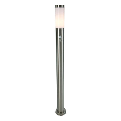 Stehleuchte Nova mit Bewegungsmelder silberfarben Edelstahl 110cm E27 Outdoor Gartenleuchte
