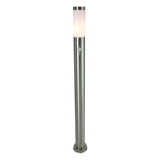 Stehleuchte Nova mit Bewegungsmelder silberfarben Edelstahl 110cm E27 Outdoor Gartenleuchte