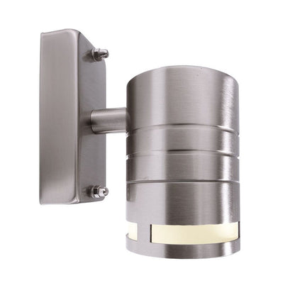 Wandleuchte Zilly II Down silberfarben Edelstahl 12,5cm GU10 Outdoor Außenleuchte IP44