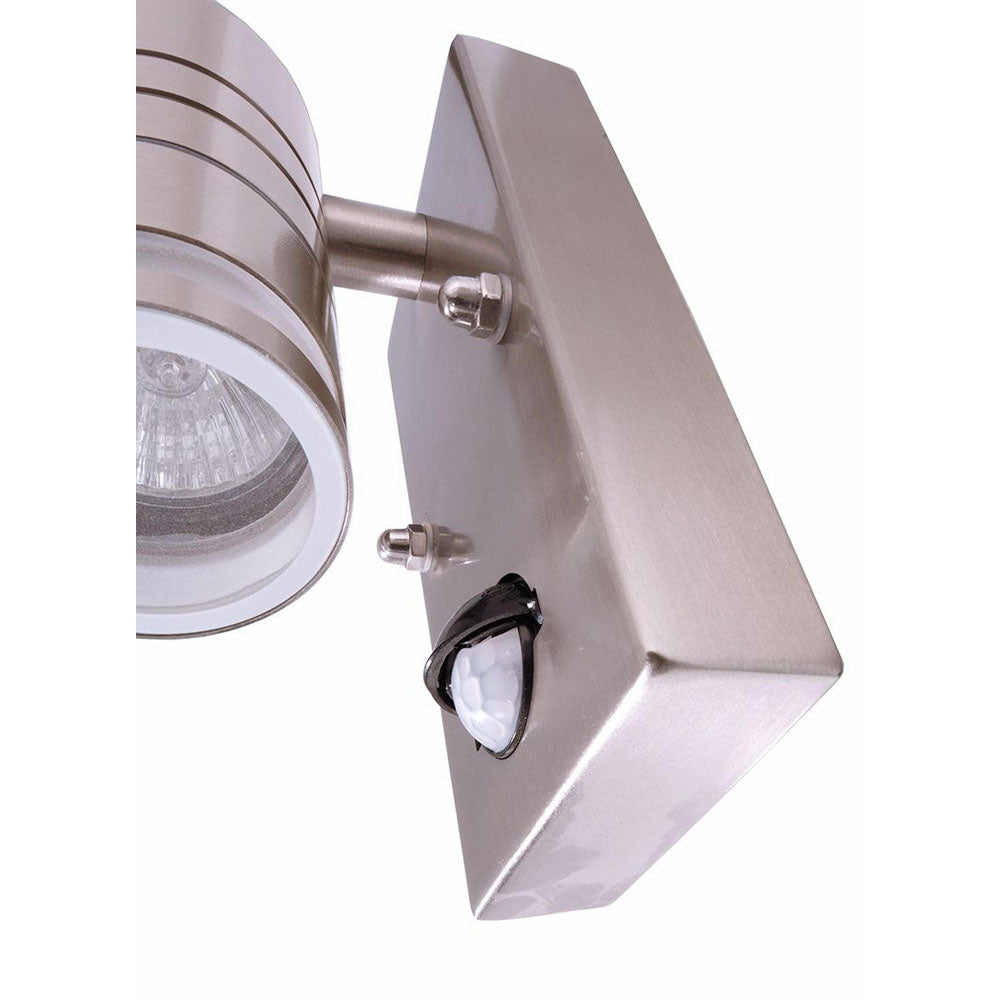 Wandleuchte Zilly II Down Motion mit Bewegungsmelder silberfarben Edelstahl 15cm GU10 Outdoor Außenleuchte IP44