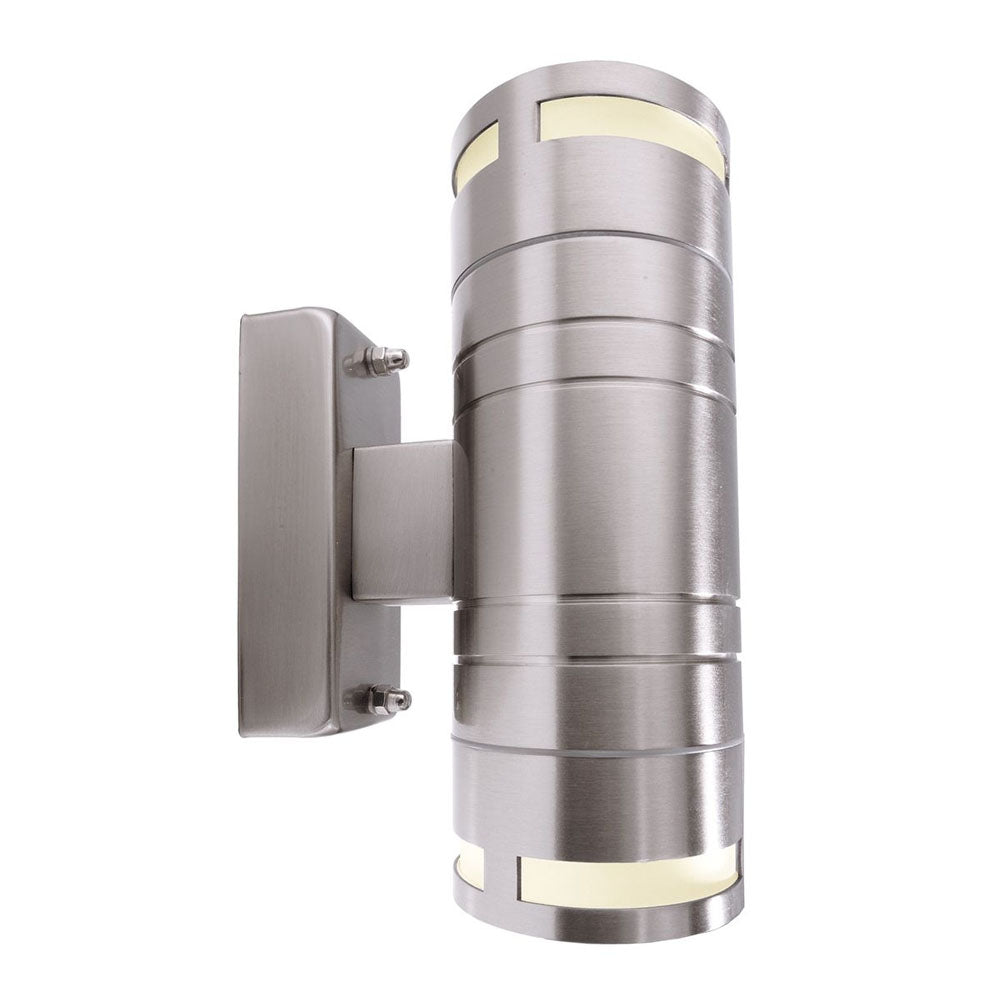 Wandleuchte Zilly II Up and Down silberfarben Edelstahl 18cm GU10 Outdoor Außenleuchte IP44