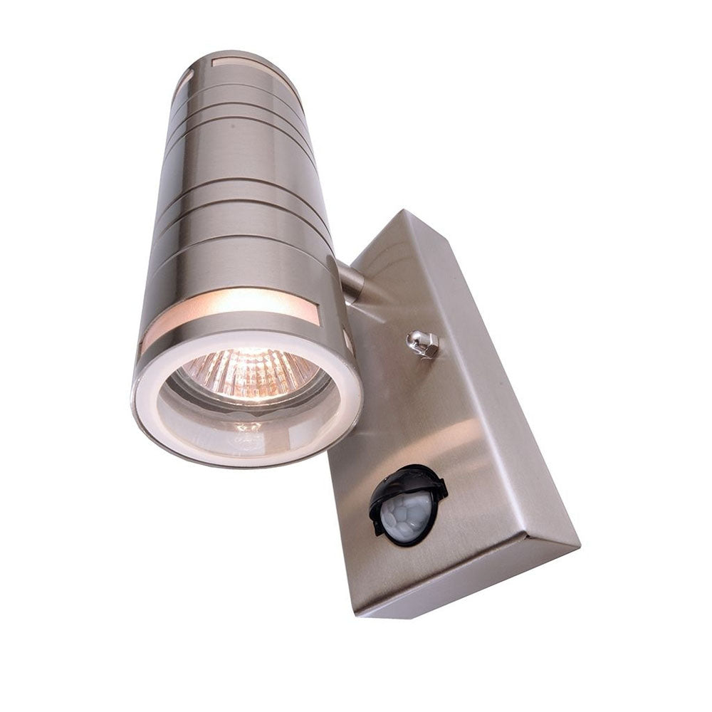 Wandleuchte Zilly II Up and Down Motion Bewegungsmelder silberfarben Edelstahl 22cm GU10 Outdoor IP44