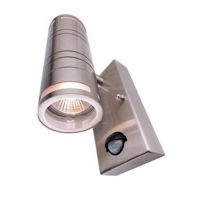 Wandleuchte Zilly II Up and Down Motion Bewegungsmelder silberfarben Edelstahl 22cm GU10 Outdoor IP44