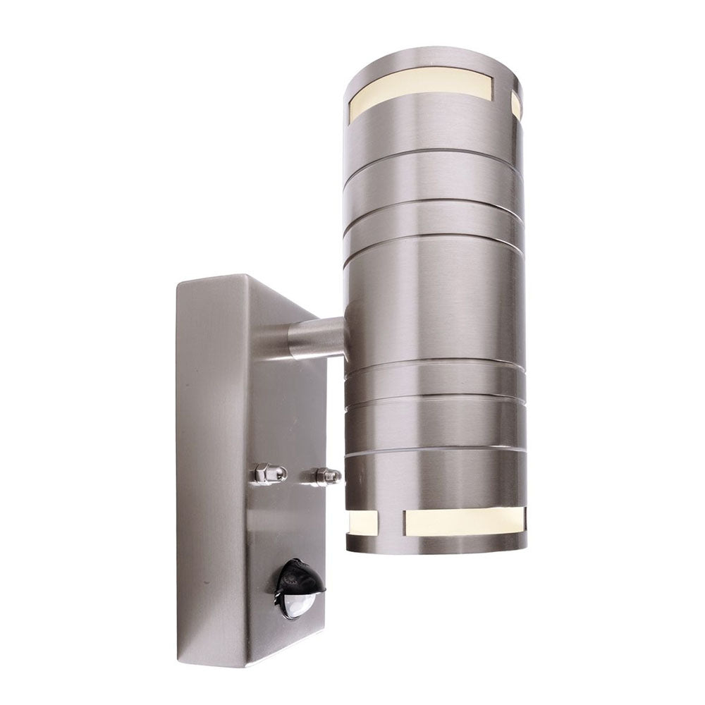 Wandleuchte Zilly II Up and Down Motion Bewegungsmelder silberfarben Edelstahl 22cm GU10 Outdoor IP44